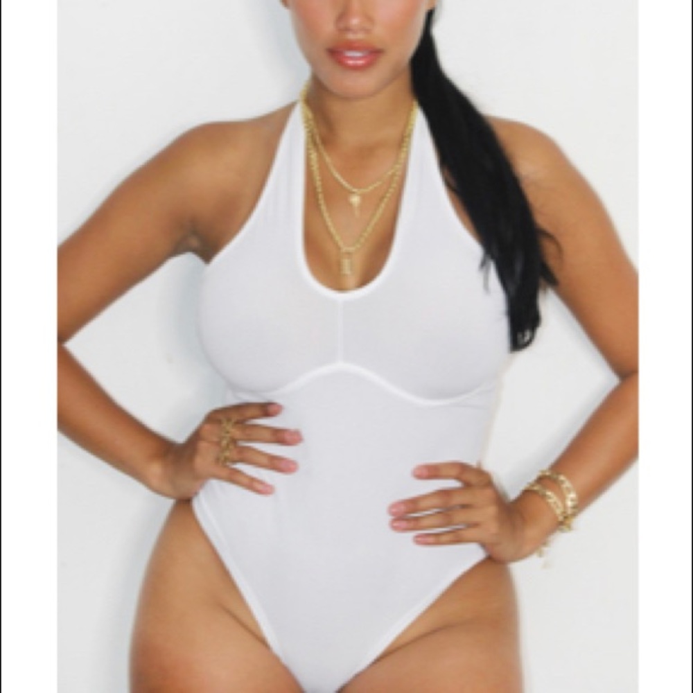 Shape Rib Underbreast Halterneck Bodysuit